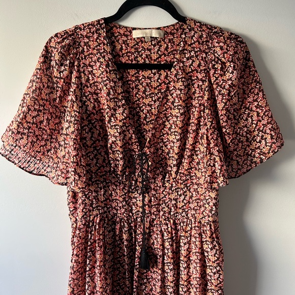 Vanessa Bruno red and black floral printed silk midi/maxi dress - Picture 2 of 6